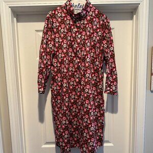 J. McLAUGHLIN "Berlin" Dress 100% Cotton Brown Pink Floral dress